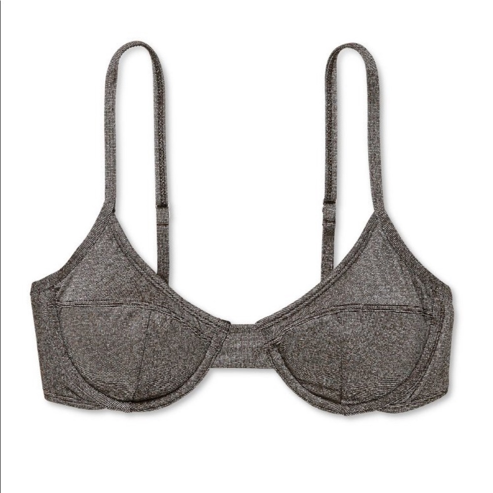 Juniors' Metallic Textured Underwire Bikini Top